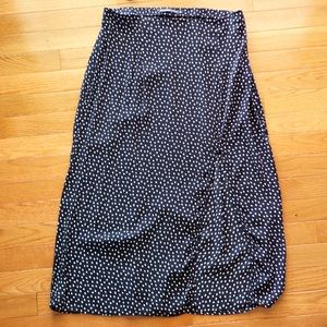 A&F Midi High Slit Navy Dot Skirt